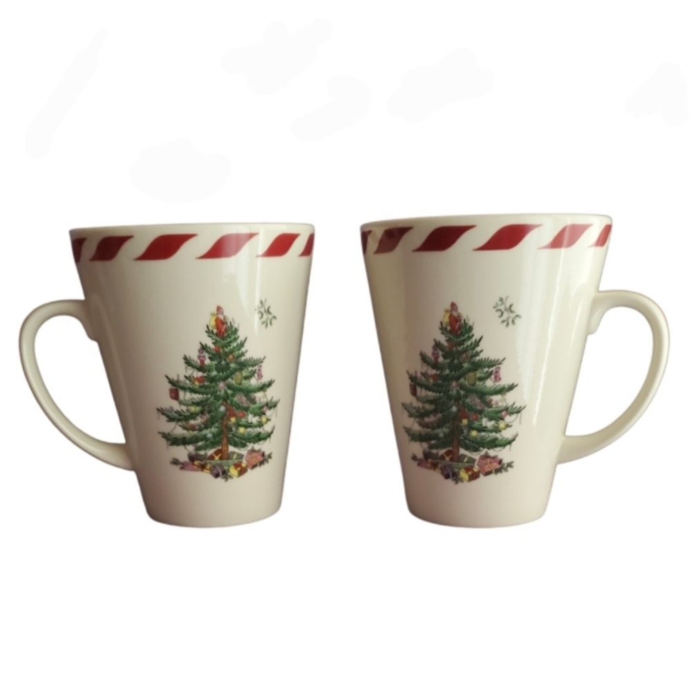 Spode Christmas Tree Candy Cane Mugs